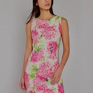 BEAUTY— Pink and Green Floral Midi Dress💐